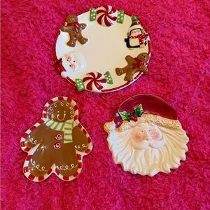 Festive Holiday Plate Set with Santa and Gingerbread Designs